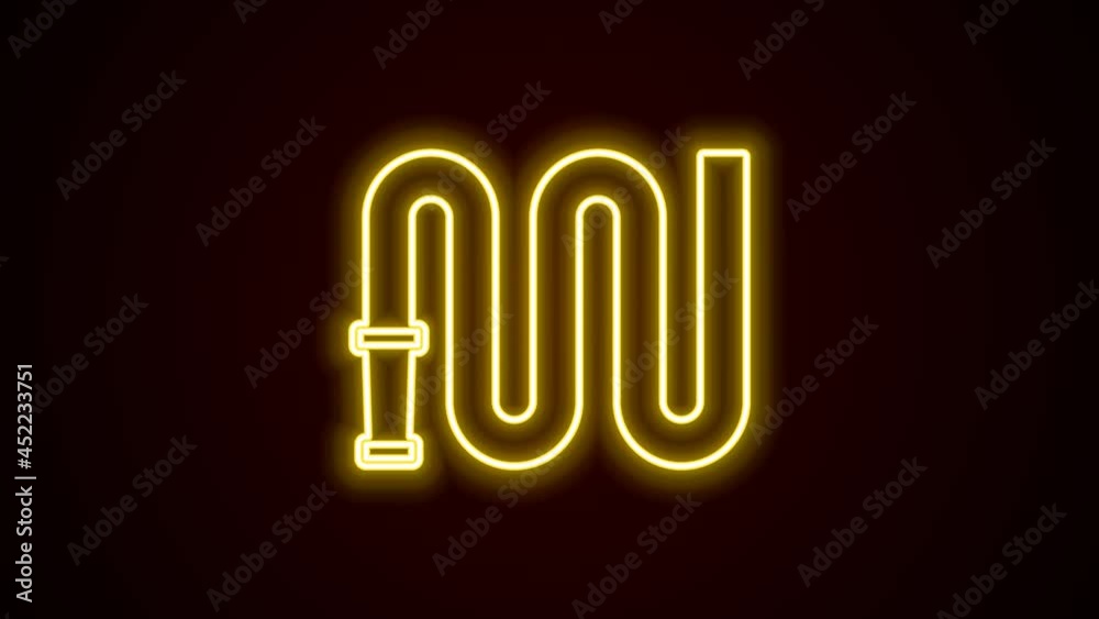 Glowing neon line Fire hose reel icon isolated on black background. 4K Video motion graphic animation Glowing neon line Fire hose reel icon isolated on black background. 4K Video motion graphic animation