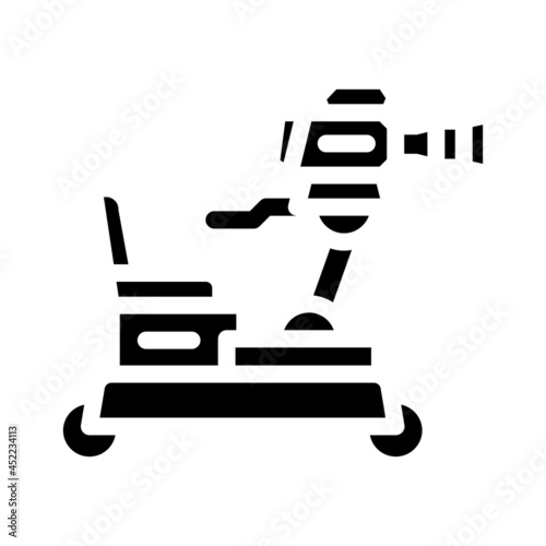 operator cart with video camera glyph icon vector. operator cart with video camera sign. isolated contour symbol black illustration