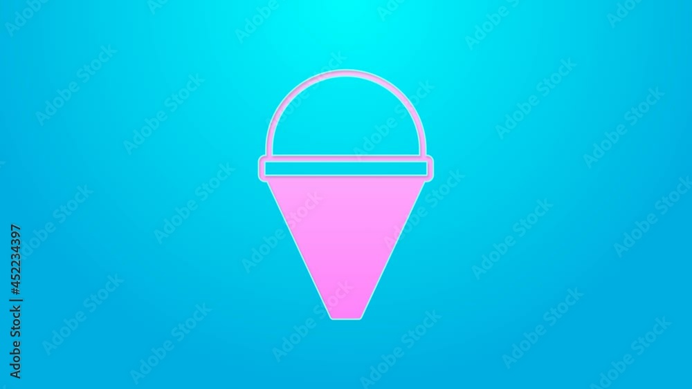 Pink line Fire cone bucket icon isolated on blue background. Metal cone bucket empty or with water for fire fighting. 4K Video motion graphic animation Pink line Fire cone bucket icon isolated on blue background. Metal cone bucket empty or with water for fire fighting. 4K Video motion graphic animation