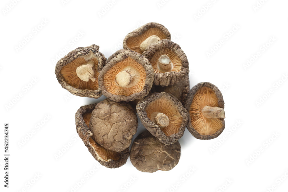 Dried shiitake mushrooms with close up shot,Top view. Dried shiitake mushrooms with close up shot,Top view.