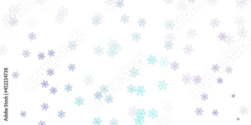 Light pink, blue vector natural artwork with flowers.
