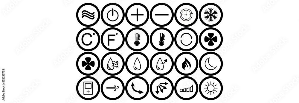 air conditioner remote icon set   air conditioner control icon set  air conditioner sign icon set