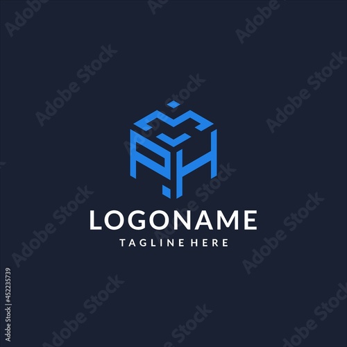 PH logo hexagon designs, best monogram initial logo with hexagonal shape design ideas