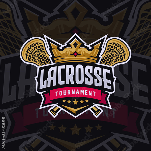 Crown Mascot Logo Design Illustration For Lacrosse