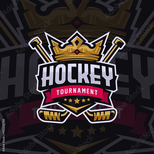 Crown Mascot Logo Design Illustration For Hockey