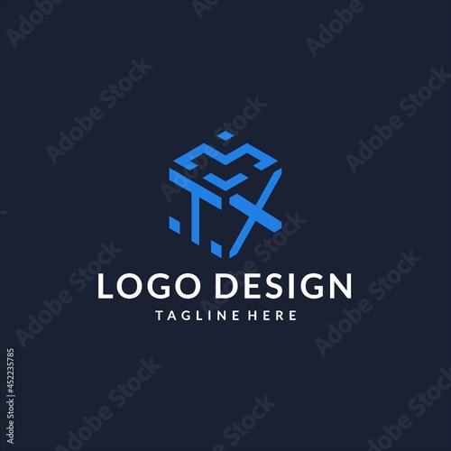 TX logo hexagon designs, best monogram initial logo with hexagonal shape design ideas