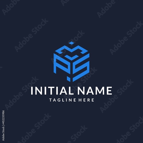 PS logo hexagon designs, best monogram initial logo with hexagonal shape design ideas