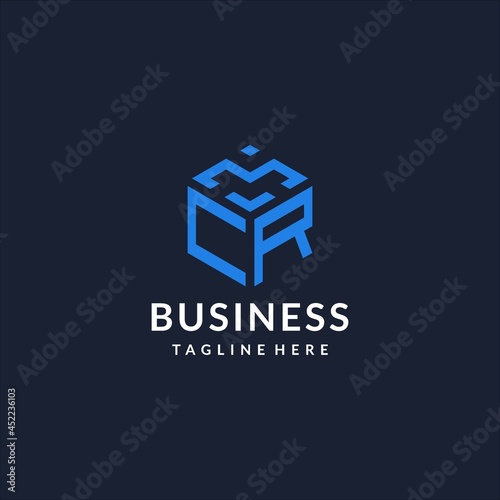 CR logo hexagon designs, best monogram initial logo with hexagonal shape design ideas