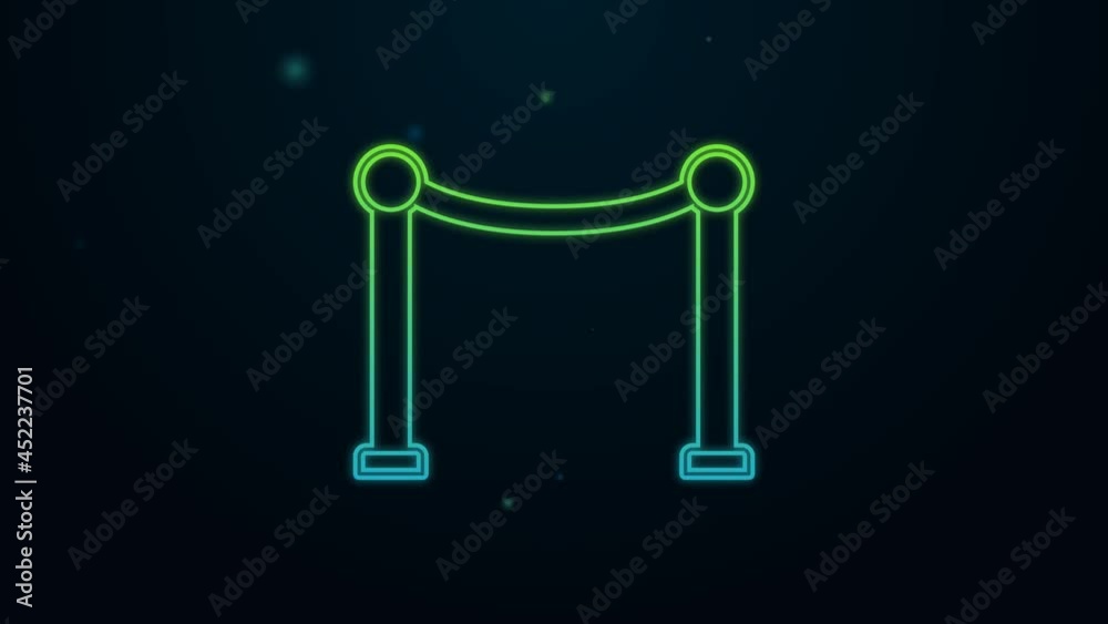 Glowing neon line Rope barrier icon isolated on black background. VIP event, luxury celebration. Celebrity party entrance. 4K Video motion graphic animation Glowing neon line Rope barrier icon isolated on black background. VIP event, luxury celebration. Celebrity party entrance. 4K Video motion graphic animation