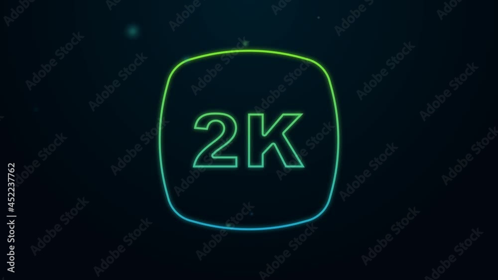 Glowing neon line 2k Ultra HD icon isolated on black background. 4K Video motion graphic animation Glowing neon line 2k Ultra HD icon isolated on black background. 4K Video motion graphic animation