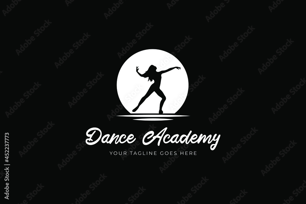 Dancer Academy silhouette, Professional Female Dancer  Vector Logo Graphic Design