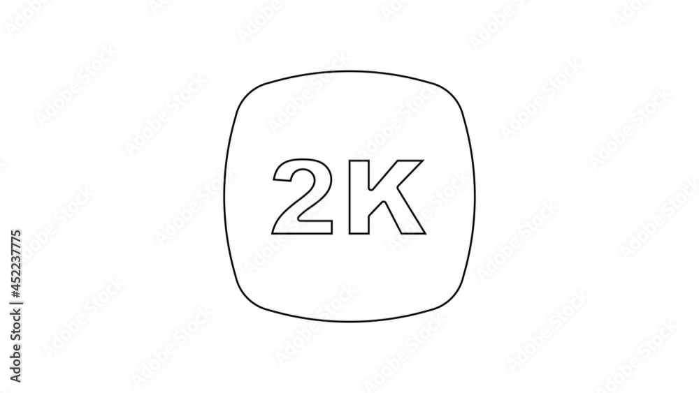 Black line 2k Ultra HD icon isolated on white background. 4K Video motion graphic animation Black line 2k Ultra HD icon isolated on white background. 4K Video motion graphic animation