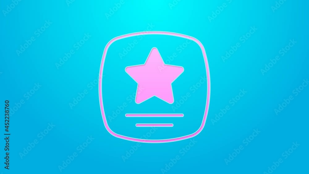 Pink line Walk of fame star on celebrity boulevard icon isolated on blue background. Hollywood, famous sidewalk, boulevard actor. 4K Video motion graphic animation Pink line Walk of fame star on celebrity boulevard icon isolated on blue background. Hollywood, famous sidewalk, boulevard actor. 4K Video motion graphic animation