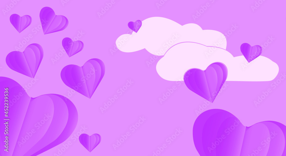Illustration heart pink background. Greeting card for valentine's day.