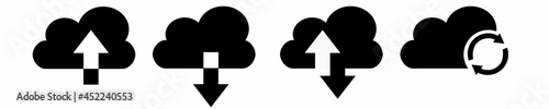 Cloud download and upload icon. Upload download cloud arrow. Line style. Download cloud computing outline and filled vector sign. Download symbol