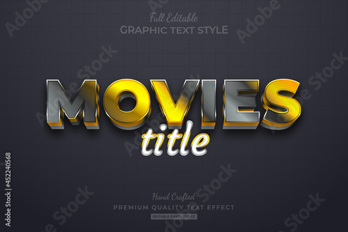 Movies Title Gold Black Elegant editable premium text effect font style