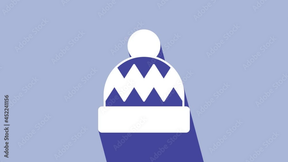 White Beanie hat icon isolated on purple background. 4K Video motion graphic animation White Beanie hat icon isolated on purple background. 4K Video motion graphic animation