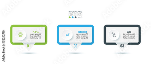 Business infographic  template with step or option design.
