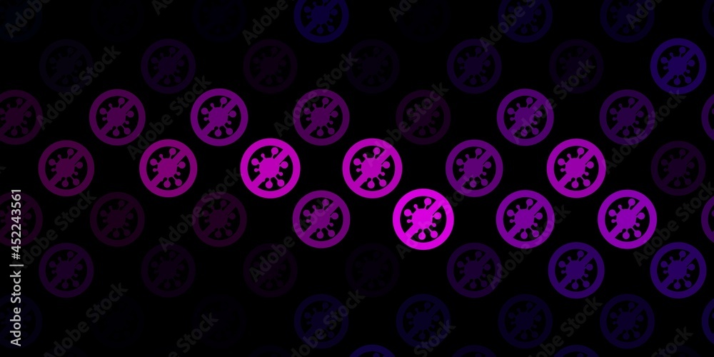 Dark Pink, Blue vector pattern with coronavirus elements.