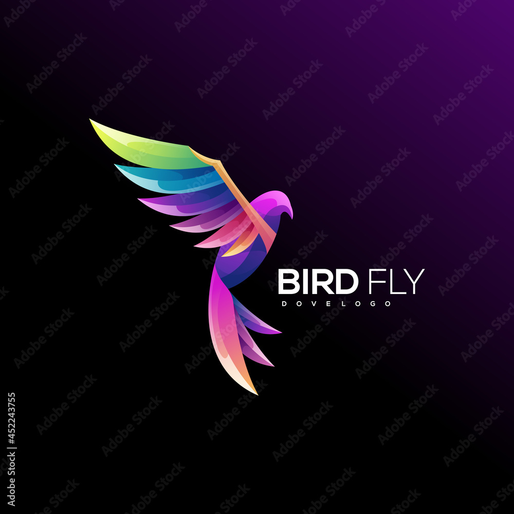 Dove bird logo gradient abstract colorful illustration