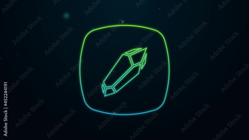 Glowing neon line Magic stone icon isolated on black background. Fantasy crystal. Jewelry gem for game. 4K Video motion graphic animation Glowing neon line Magic stone icon isolated on black background. Fantasy crystal. Jewelry gem for game. 4K Video motion graphic animation