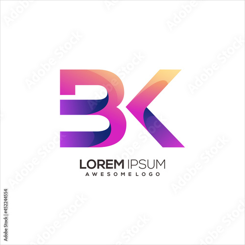 Bk letter initial logo gradient colorful abstract photo