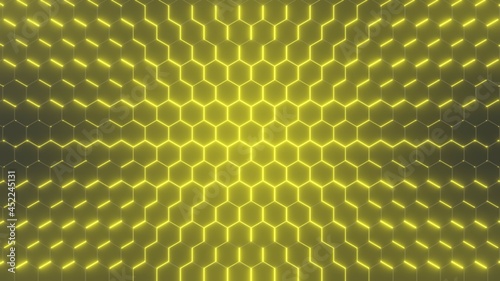 Futuristic Hexagon emission background. Hexagonal pattern, color emission, Modern vector illustration