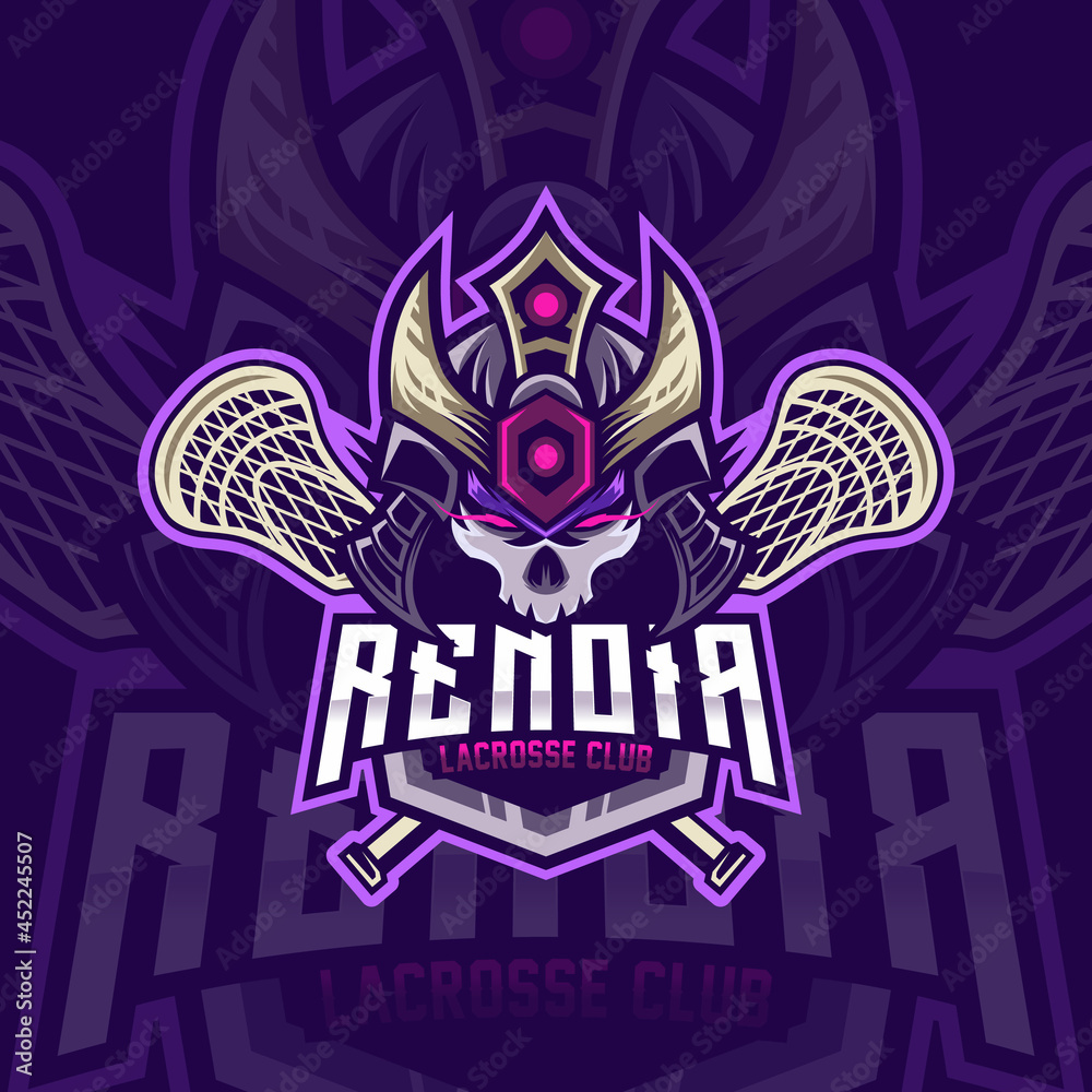 Samurai Head Mascot Logo Design Illustration For Lacrosse Club