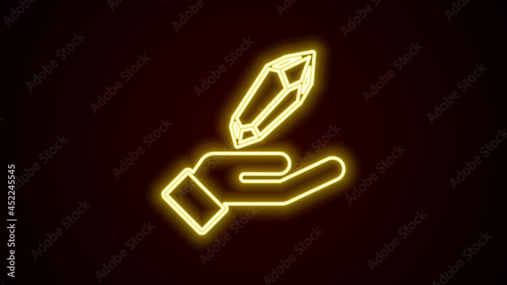 Glowing neon line Magic stone icon isolated on black background. Fantasy crystal. Jewelry gem for game. 4K Video motion graphic animation Glowing neon line Magic stone icon isolated on black background. Fantasy crystal. Jewelry gem for game. 4K Video motion graphic animation