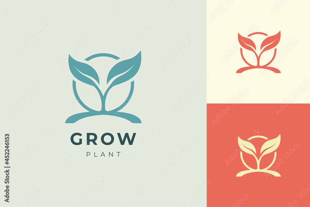 Natural organic logo template with simple and clean plant shape