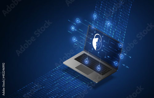 Cyber security business technology antivirus alert protection security and cyber security firewall cybersecurity and information technology. vector illustration