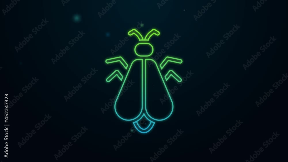 Glowing neon line Mosquito icon isolated on black background. 4K Video motion graphic animation Glowing neon line Mosquito icon isolated on black background. 4K Video motion graphic animation