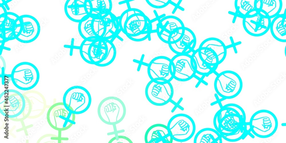 Light Blue, Green vector pattern with feminism elements. Light Blue, Green vector pattern with feminism elements.