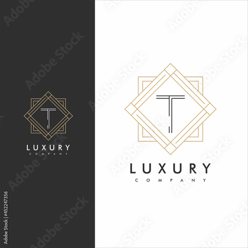 Elegant  Letter T Art Deco style logotype design for luxury company branding. Premium identity design 