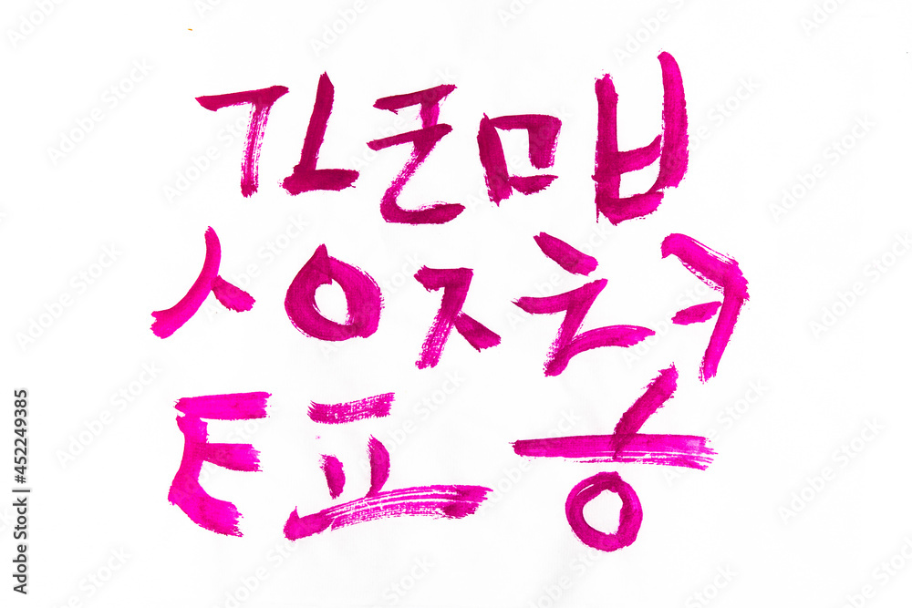 Hand Drawn brush korean alphabet
