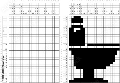 Western Seat Toilet Bowl Icon Nonogram Pixel Art M_2108001