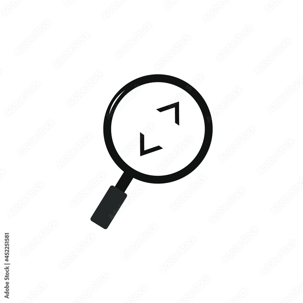 magnifying glass with two angles upwards inside magnifying glass with two angles upwards inside