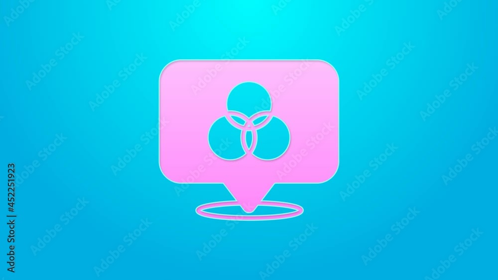 Pink line RGB and CMYK color mixing icon isolated on blue background. 4K Video motion graphic animation Pink line RGB and CMYK color mixing icon isolated on blue background. 4K Video motion graphic animation