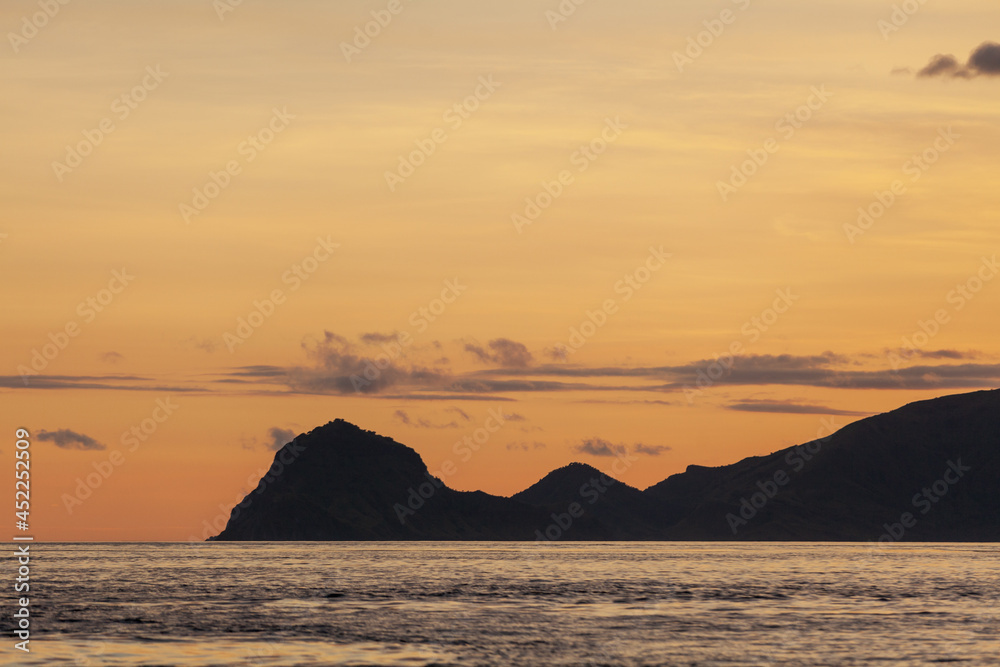 The hills of Padar islands during sunset