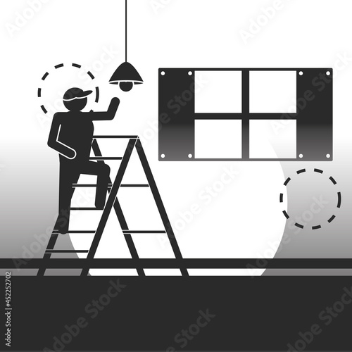 service workers installing lamp