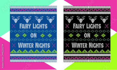 Christmas quote with knitted pattern sweater design
