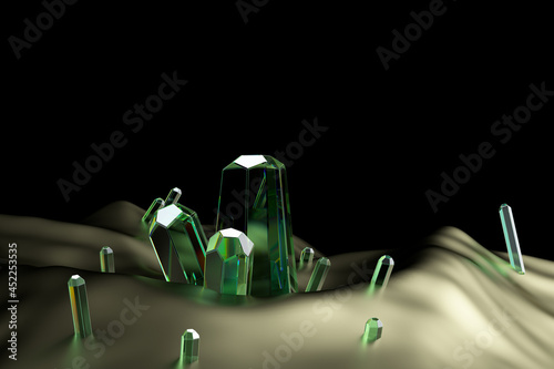 3d rendering crystal in night star photo