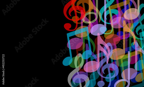 Photography Music background and musical arts symbol as a group of melody notes combined together in an audio harmony concept