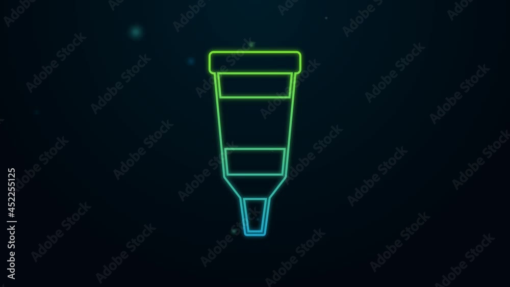 Glowing neon line Tube with paint palette icon isolated on black background. 4K Video motion graphic animation Glowing neon line Tube with paint palette icon isolated on black background. 4K Video motion graphic animation