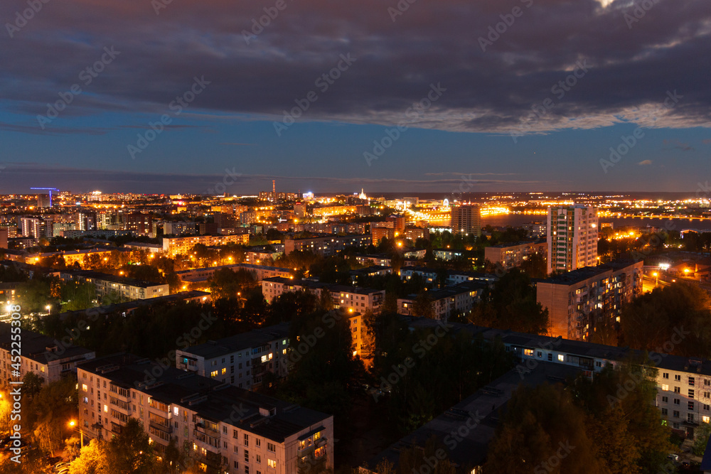 streets of the night city of Izhevsk