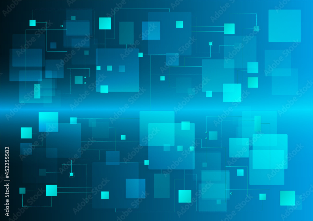 Abstract of blue geometric line and square connection engineering technology concept, vector background Abstract of blue geometric line and square connection engineering technology concept, vector background