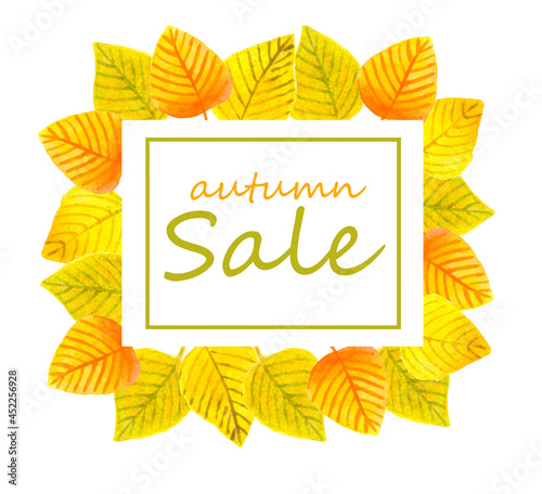 Autumn sale fall leaves waterclor hand drawn banner photo