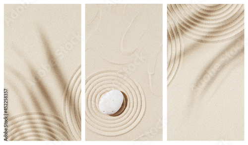 Photography Zen garden meditation sandy background for relaxation
