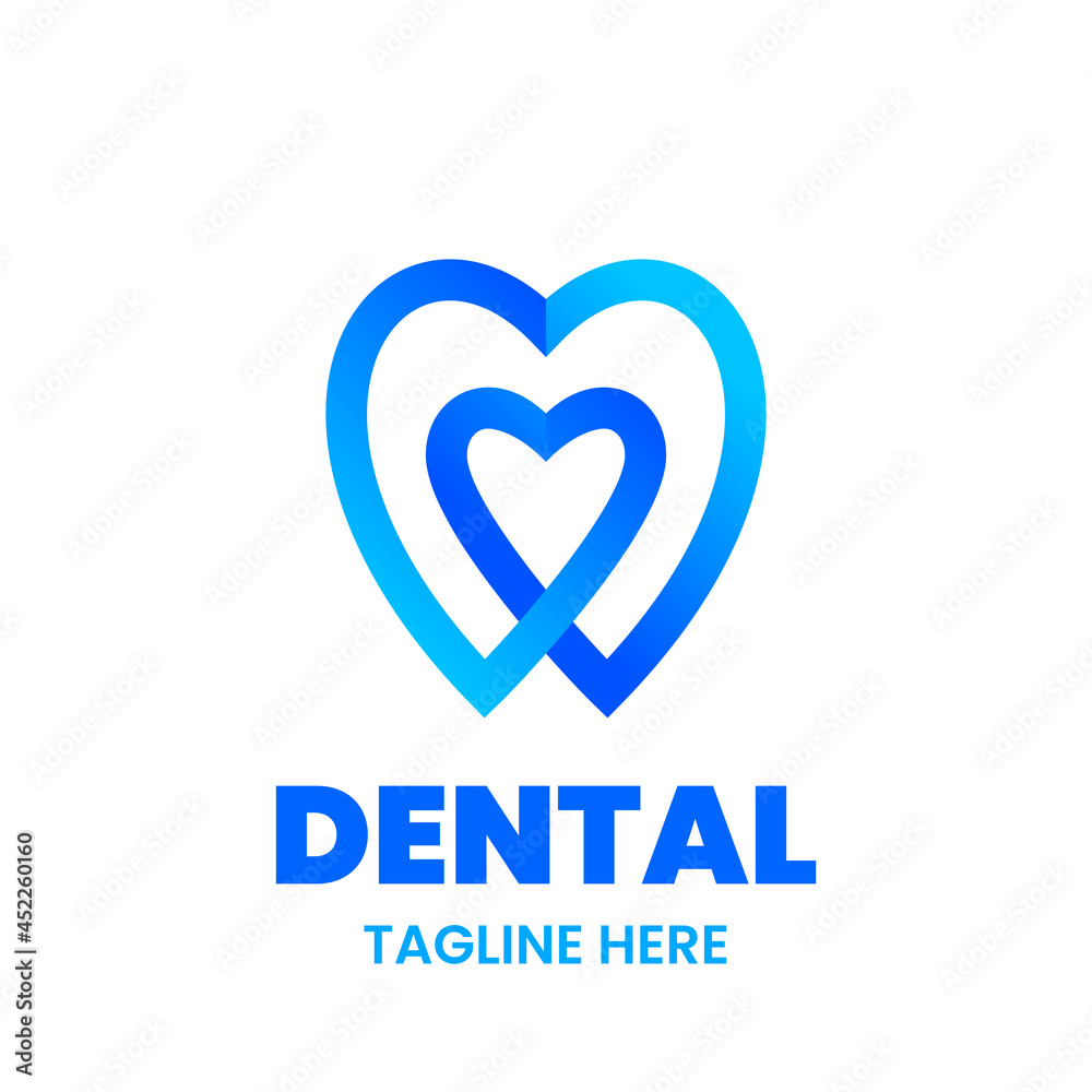 Dental logo design template. Abstract tooth and heart. Stock vector illustration.