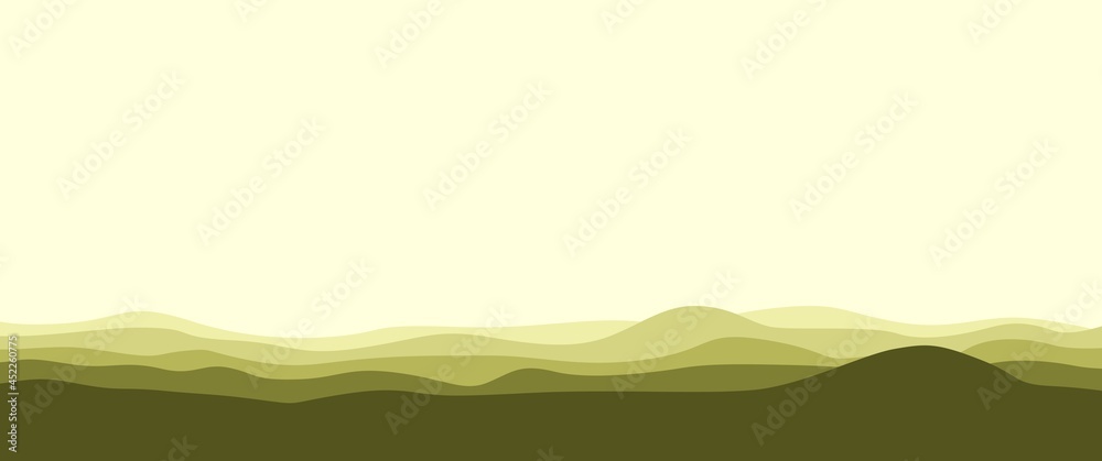 Obraz premium Low view of mountain and wavy sky landscape vector illustration best for background, desktop background, banner template, nature or adventure banner, ads banner, web banner, tourist banner.